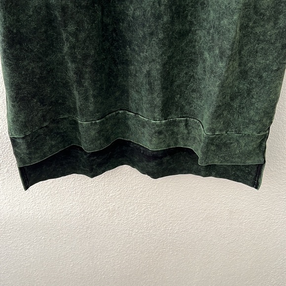 ZENANA • Green Acid Washed Hoodie Sweater Long Sleeve High-Low Dress w/ Pockets - Picture 5 of 7